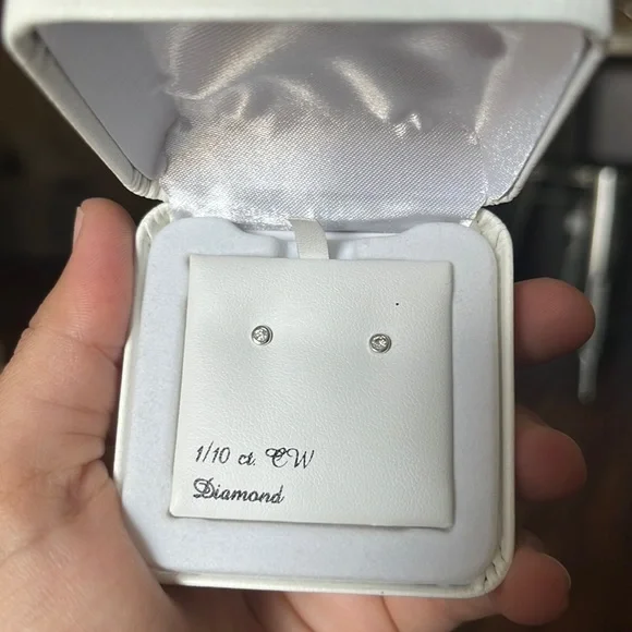 1/10 Ct. Diamond 10k White Gold Bezel Stud Earrings - Picture 2 of 10